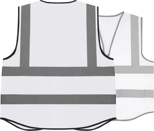Miniatura 3 de TOPTIE Chaleco de seguridad blanco, chaleco de comando de incidentes con 5 bolsillos y tiras reflectantes de alta visibilidad de 2 pulgadas