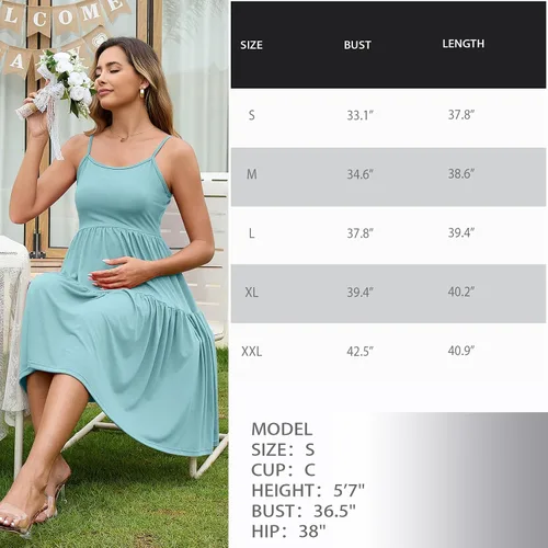 Miniatura 152 de GINKANA Vestido de maternidad sin mangas para mujer, con tirantes ajustables, vestido casual de verano para uso diario o baby shower