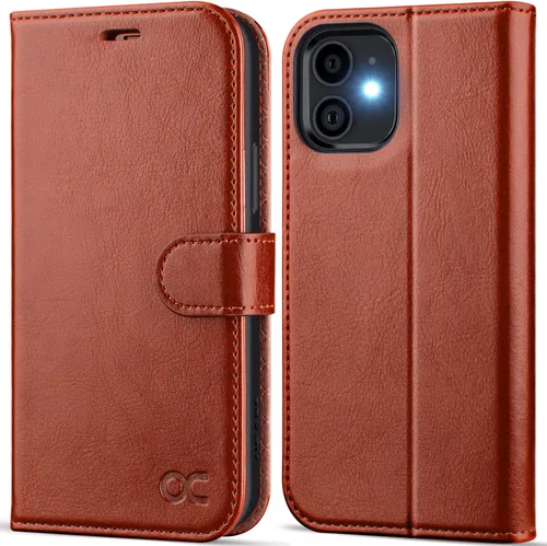OCASE Compatible con iPhone 12 Case/Compatible con iPhone 12 Pro Wallet Case, Funda Billetera de Piel Sintética con Tapa y Portarjetas con Bloqueo