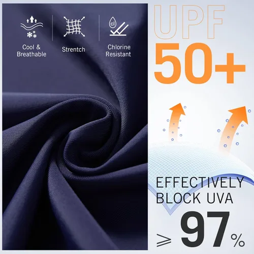 Miniatura 3 de BALEAF Pantalones cortos de natación largos hasta la rodilla para mujer UPF 50+ de cintura alta, pantalones capri con bolsillos
