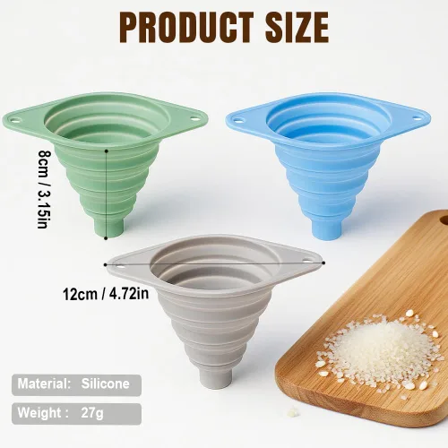 Miniatura 6 de Juego de embudos de cocina, 2025 nuevos embudos pequeños plegables de silicona de grado alimenticio para uso en cocina, embudos de cocina para 6