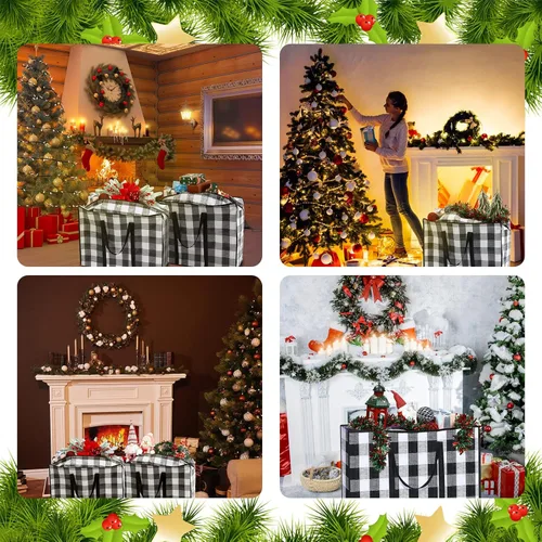 Miniatura 3 de 6 bolsas de almacenamiento de Navidad extra grandes, 27 x 20 pulgadas, organizador de alta resistencia, bolsa de almacenamiento de Navidad de gran
