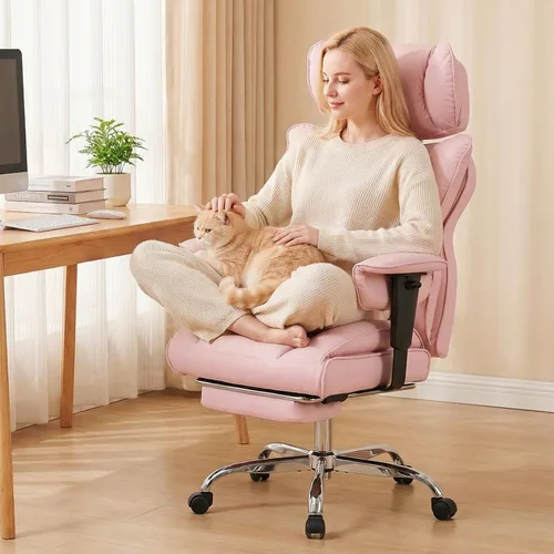 Miniatura 8 de DUMOS Silla de escritorio grande y alta para oficina en casa, silla de computadora para juegos, silla ergonómica ejecutiva con reposapiés, respaldo