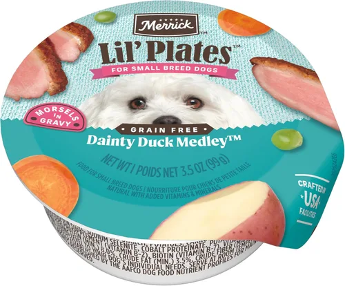 Miniatura 11 de Merrick Lil' Plates - Alimento húmedo sin cereales para perros pequeños, receta Petite Pot Pie, 12 envases de 3.5 onzas