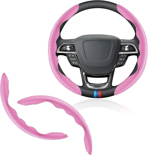 Funda universal de fibra de carbono para volante, protector segmentado para volante, cubierta antideslizante de fibra de carbono para volante de Rosa