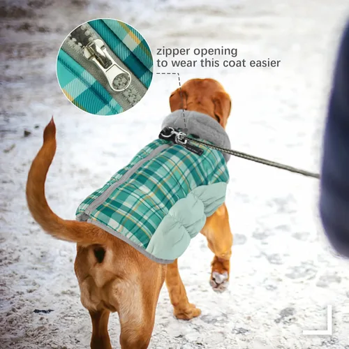 Miniatura 3 de FUAMEY - Abrigo de invierno para perro, chaquetas con arnés integrado, chaleco acolchado con cremallera, ropa reflectante para perros pequeños