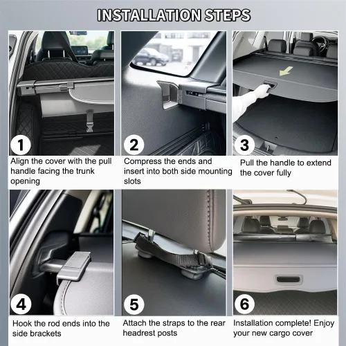 Miniatura 9 de cubierta retráctil para equipaje compatible con Toyota RAV4 2019-2025, cubierta de seguridad, protectora contra miradas indiscretas, con pantalla