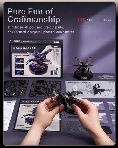 Miniatura 6 de ROKR Rompecabezas 3D para adultos Kit de construcción de modelo de insecto eléctrico de metal Juguetes de escritorio Kit de pasatiempos para adultos