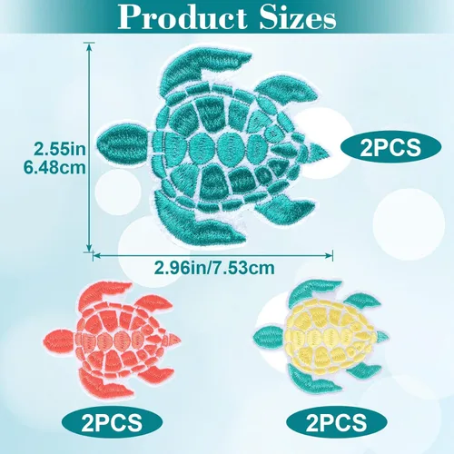 Miniatura 3 de HINZIC 6 parches para planchar con tortuga marina, apliques bordados para coser en la playa de verano, lindas decoraciones verdes del océano