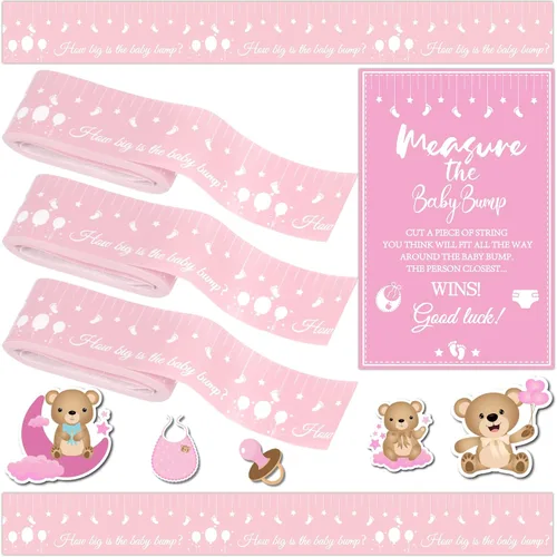 Miniatura 8 de Juegos de baby shower, cinta métrica para medir el vientre de 150 pies, cinta métrica para el vientre de mamá, cinta métrica de vientre para Marrón