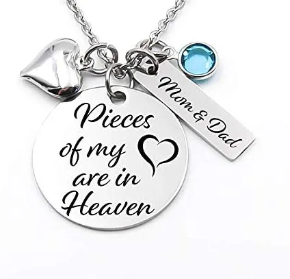 Miniatura 2 de Joyería conmemorativa, colgante de acero inoxidable, collar, pedazos de mi corazón están en el cielo, pérdida, pérdida de un ser querido