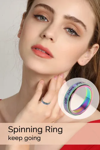 Miniatura 3 de Anillo Inicial Giratoria de Ansiedad para Mujeres Anillo de Ansiedad para Mujeres y Hombres Anillo de Pulgar para Hombres Anillo Giratoria de Plata
