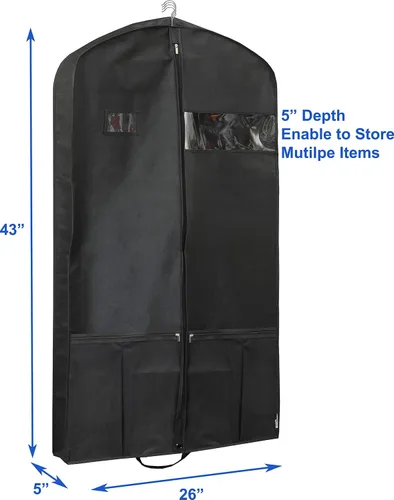 Miniatura 3 de Simple Houseware - Bolsa resistente para ropa de 43 pulgadas con bolsillo para vestidos abrigos