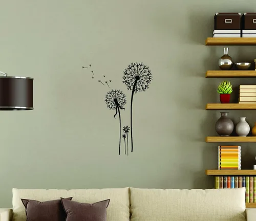 Miniatura 3 de Vinilo de pared con diseño de diente de león, 23 pulgadas, color beige