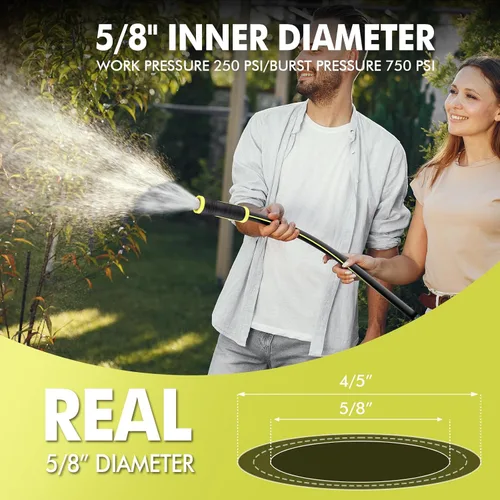 Miniatura 6 de Manguera de jardín de 3 pies - PHLEX PRO Manguera de agua resistente premium de 5/8' de goma de 3 capas, manguera de agua híbrida flexible e