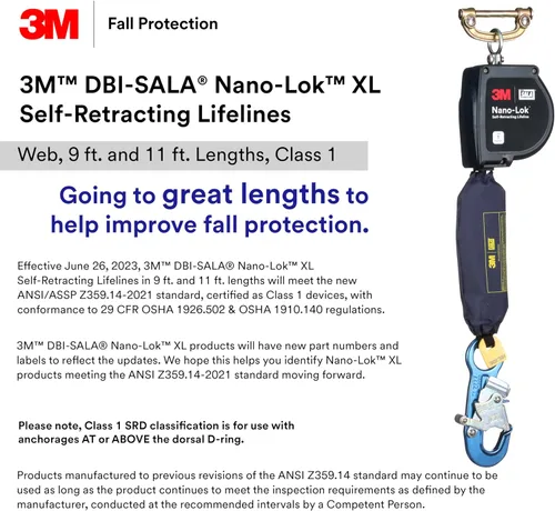 Miniatura 5 de 3M DBI-SALA Nano-Lok XL Línea de vida autorretráctil de doble pierna, conexión rápida 3100613, red, gancho de aluminio para barras de refuerzo, 9