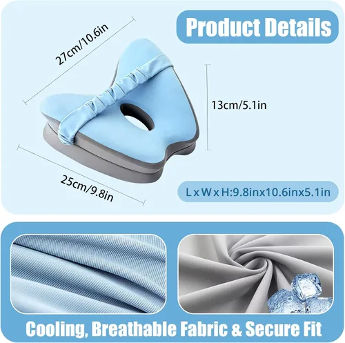 Miniatura 2 de Almohada de rodilla de espuma viscoelástica para dormir de lado, azul con correa ajustable para alineación de cadera y columna vertebral, alivia
