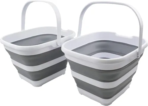 Miniatura 13 de SAMMART Cesta rectangular plegable de 10 litros (2.6 galones) (gris/negro (juego de 2))