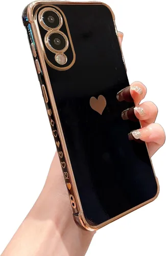 Miniatura 66 de phylla Funda de teléfono compatible con Samsung Galaxy A12 de 6.5 pulgadas, lindo corazón chapado en oro, elegante funda de lujo para mujer