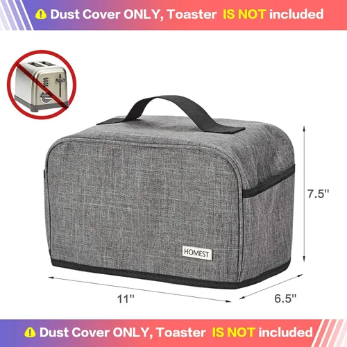 Miniatura 6 de Funda HOMEST para tostadora con bolsillos compatible con Cuisinart de 2 rebanadas, puede contener cuchillo esparcidor de mermelada y pinzas