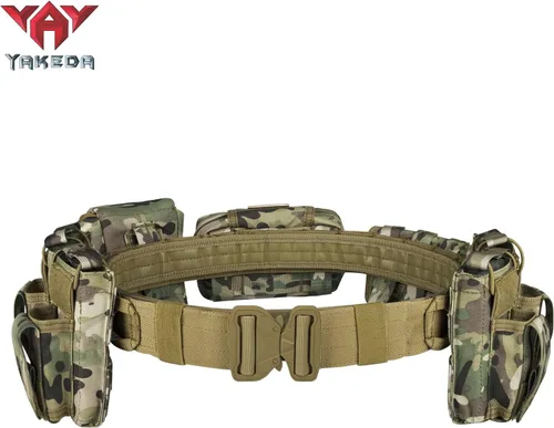 Miniatura 2 de YAKEDA Cinturones Tácticos de Batalla para Hombres - Cinturón Airsoft de Liberación Rápida con Trigger, Cinturones de Servicio Pesado con Bolsas 7 CP