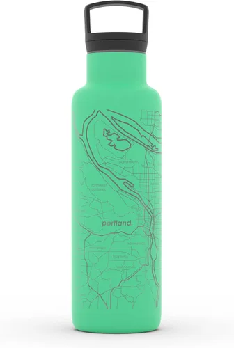 Miniatura 12 de Well Told Botella de agua aislada con mapa de Washington DC grabado, botella de acero inoxidable grabada (21 onzas, blanco) botella aislada de mapa