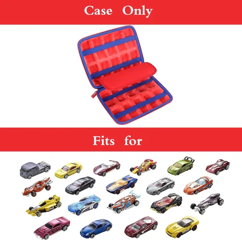 Miniatura 8 de Funda de almacenamiento Mchoi para 20 autos HotWheels, organizador de autos de juguete para el almacenamiento de tus autos Matchbox, rojo, solo