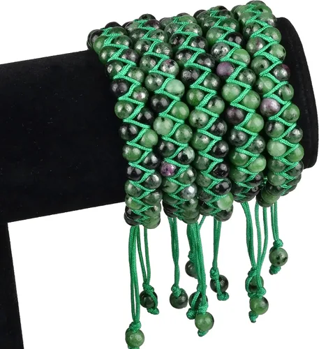 Miniatura 3 de MASSIVE BEADS Pulsera de macramé con cristales naturales para curación de chakras, cuentas de piedra de doble capa, piedras preciosas
