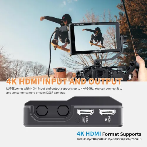 Miniatura 5 de FEELWORLD Monitor de campo de cámara de 6 pulgadas 1600Nit, Full HD1920x1080IPS 3D LUT forma de onda Vector Scope Monitor de video 4K HDMI
