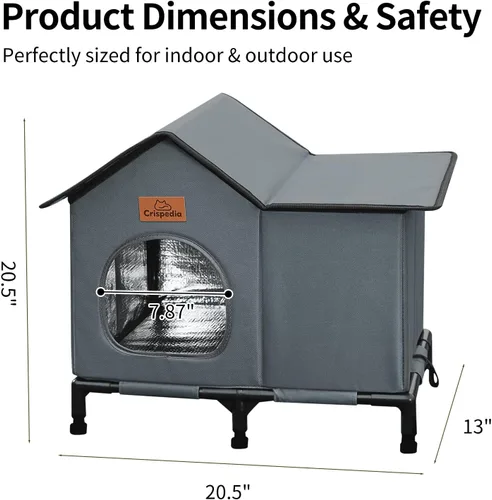 Miniatura 5 de Casa para gatos climatizada resistente a la intemperie para exteriores en invierno, refugio elevado para gatos salvajes, cama aislada para gatos