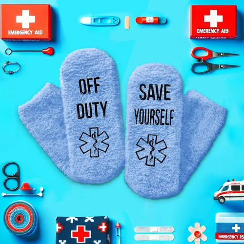 Miniatura 5 de HAPPYPOP Unisex Fuzzy Socks Doctor EMT Lawyer Cop Hockey Socks, Gifts For Police Medical Attorney Hockey Lovers