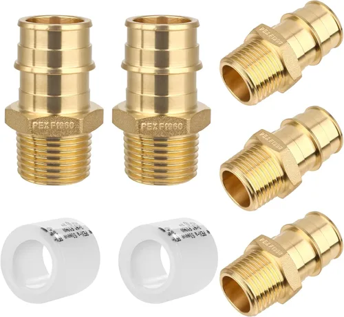 Miniatura 12 de Paquete de 5 YVSKM) 1/2" PEX-A Expansión × 1/2" Hembra NPT codo NPT, conexión roscada de flujo completo de latón sin plomo, certificado ASTM F1960
