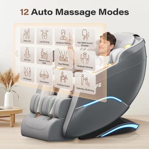 Miniatura 3 de TLIFE Silla de masaje de cuerpo completo, reclinable de gravedad cero de 160° con escaneo corporal, silla de masaje Shiatsu SL-Track de 50 pulgadas