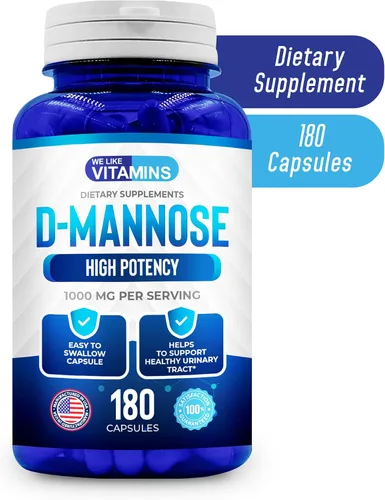 Miniatura 6 de We Like Vitamins D-Mannose - Cápsulas de 1000 mg – 180 cápsulas vegetales fáciles de tragar – El suplemento de manosa de arándano D ayuda a apoyar