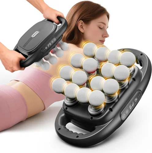 Miniatura 8 de Pistola de masaje de 6 cabezas, masajeador de espalda de tejido profundo con 9 intensidades ajustables y 9 modos, masajeador eléctrico de percusión