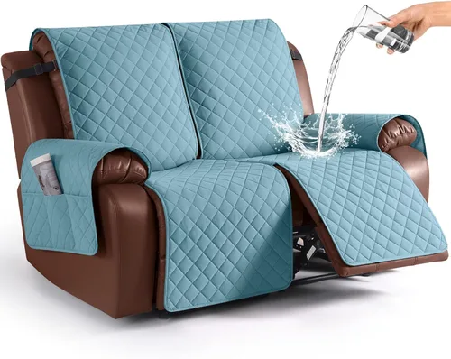 Miniatura 42 de KinCam Funda impermeable para sofá biplaza reclinable, fundas antideslizantes para sofá reclinable de 2 asientos, funda de sofá reclinable