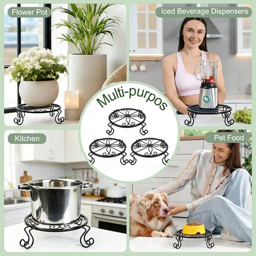 Miniatura 6 de Kylinbigda Soporte de metal para plantas para interiores y exteriores, soporte de esquina baja, decoración para plantas pequeñas para el hogar