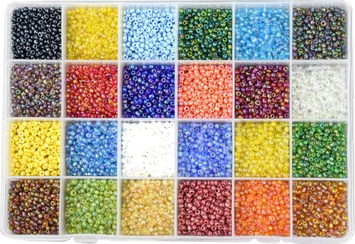 Miniatura 32 de Mandala Crafts Cuentas de cristal 6/0 para abalorios – 2500 cuentas redondas negras pequeñas Rocaille de 0.157 pulgadas para hacer joyas, collares