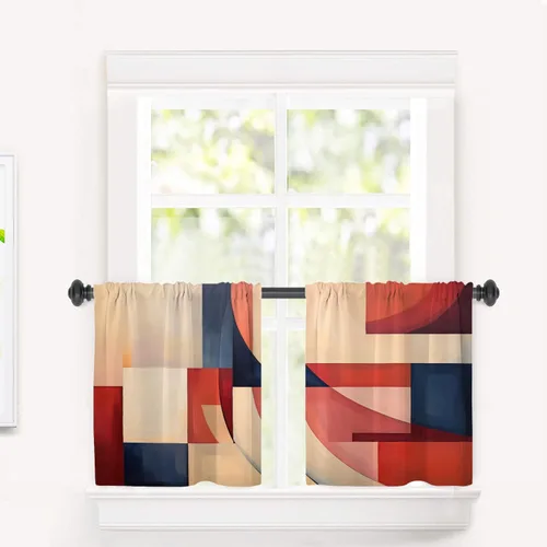 Miniatura 83 de Cortinas opacas de poliéster multicapa para cafetería, con diseño de diamantes, 2 unidades, 26 x 24 pulgadas