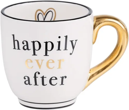 Miniatura 6 de Glory Haus Juego de tazas doradas pintadas a mano de Mr. & Mrs. – Elegante regalo de boda para parejas, tazas de café de 16 onzas, chocolate