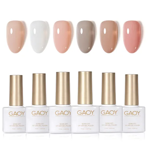 Miniatura 17 de GAOY - Juego de 6 esmaltes de uñas en gel de color rojo borgoña, incluido el kit de esmaltes en gel de color rojo vino cereza oscuro con luz