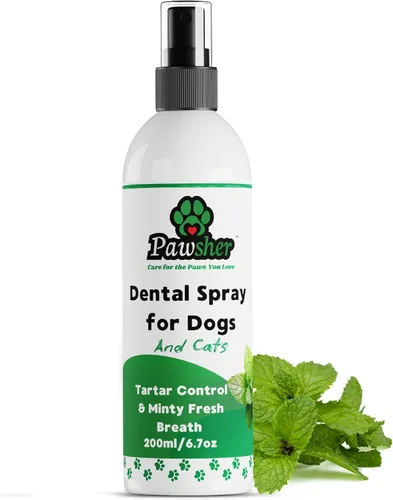 Spray ambientador de aliento para perros, spray para el cuidado bucal de mascotas para perros y gatos con manzanilla y menta, ayuda a apoyar las