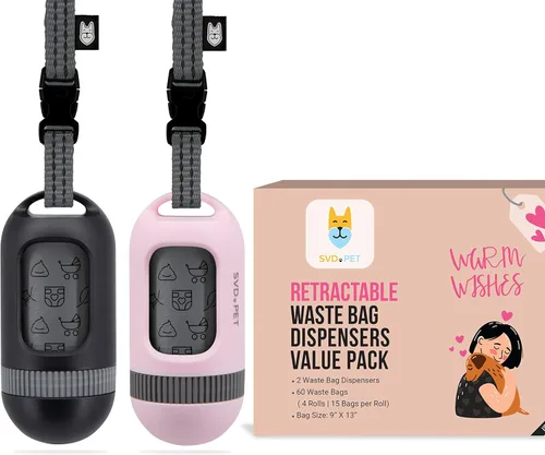 Miniatura 8 de SVD.PET Dispensador de Bolsa de Caca para Perros, Bolsa de Residuos Retráctil Compatible con Cualquier Correa de Perro, Bolsas de Residuos a Prueba