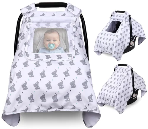 Funda para Asiento de Coche para Bebé, Fundas para Asiento de Coche para Bebés con 2 Capas, Ventanas Transpirables, Funda para Asiento de Coche para