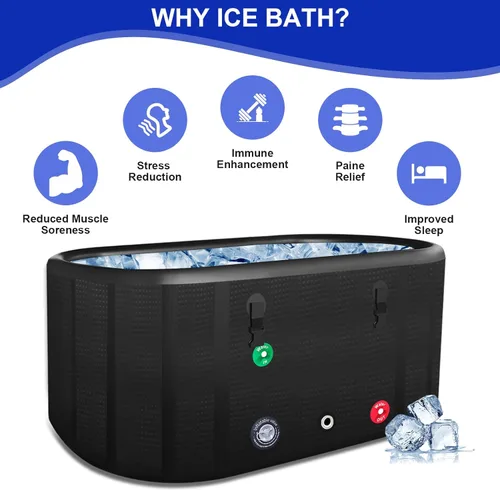 Miniatura 4 de Tina de inmersión fría XXL para atletas, compatible con enfriadores de agua, inflable de 195 galones con tapa aislada, bañera de hielo portátil