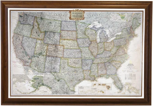Miniatura 29 de Push Pin Travel Maps - Executive US - Mapa de pines enmarcado con marco negro para rastrear tus viajes - 27.5 x 39.5 pulgadas - 8 opciones de marco