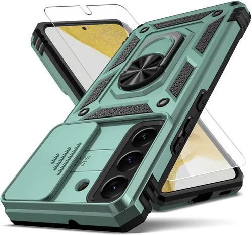 Miniatura 10 de Funda para Samsung Galaxy S22, con cubierta para lente de cámara, protector de pantalla HD, [grado militar] anillo de montaje en coche con soporte