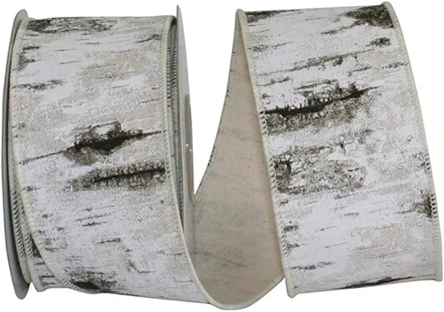 Miniatura 4 de Reliant Ribbon Birch Tree Bark Forest - Cinta con borde con cable, 1-1/2 pulgadas x 10 yardas, color blanco