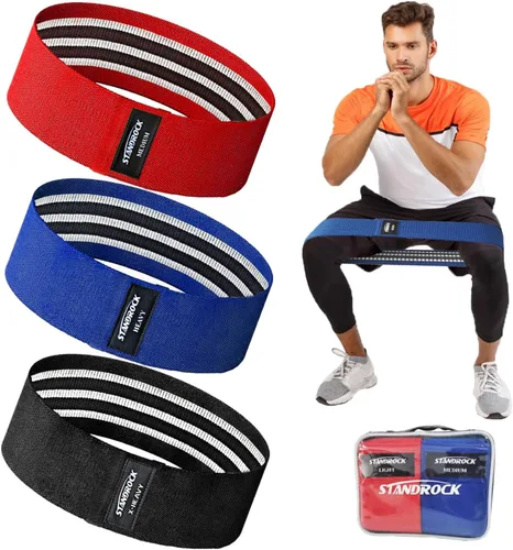 STANDROCK Bandas de resistencia de tela para entrenamiento, bandas de 3 y 4 niveles, bandas de resistencia largas para mujeres y hombres | Bandas