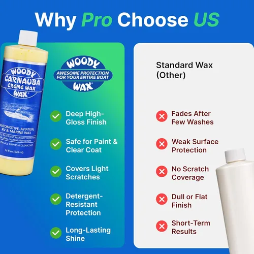 Miniatura 5 de Woody Wax Cera de crema de carnauba, cera profesional de alto brillo marino, RV y aviación, protección UV para pintura y capa transparente
